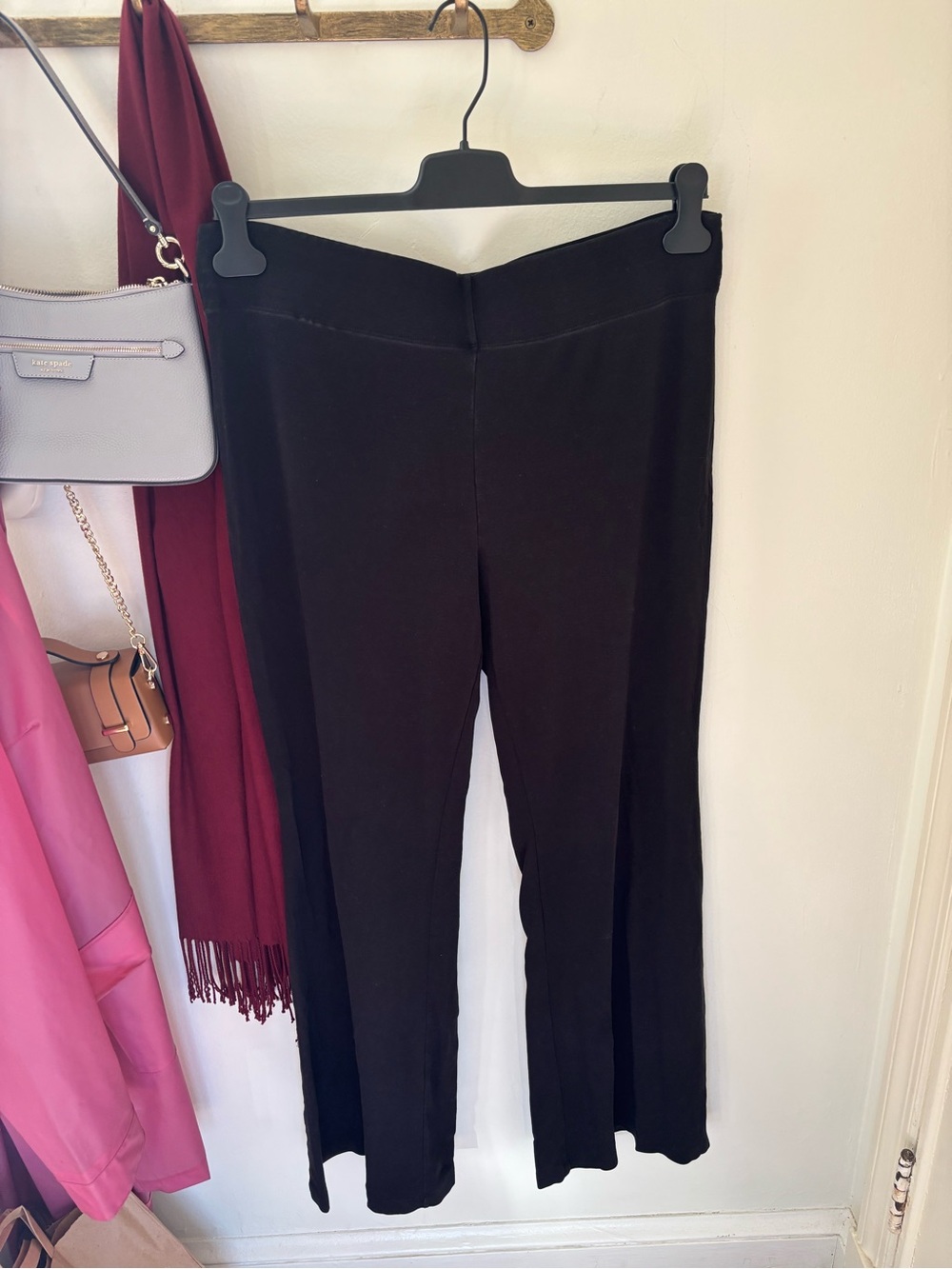 COS Black Wide Leg Pull-On Pants Split Hem Size L